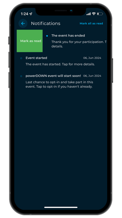 Mark notifications as read screenshot