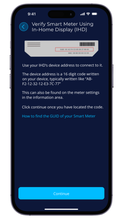 EQ App Refresh - Connect smart meter flow screen - IHD
Method