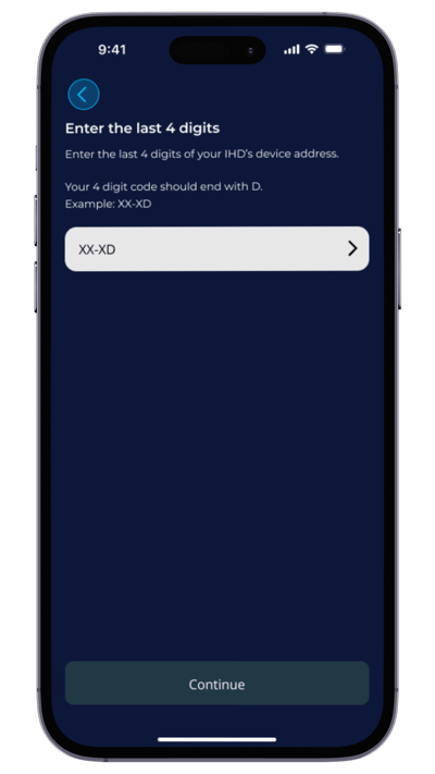 EQ App Refresh - Enter last 4 digits of IHD