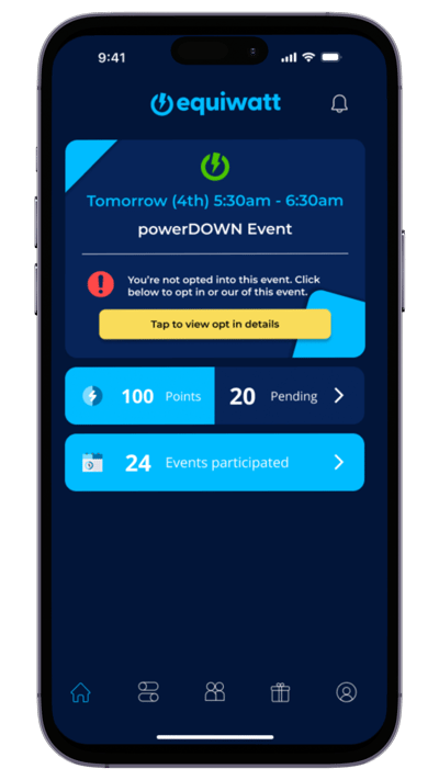 EQ App Refresh - Home page - event scheduled