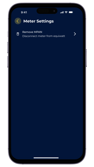 EQ App Refresh - Meter Settings - Remove MPAN