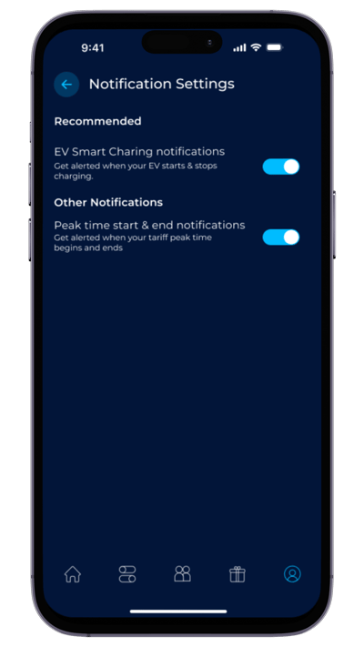 EQ App Refresh - Notifications setttings page