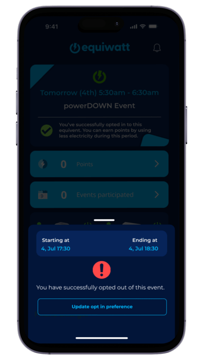 EQ App Refresh - Opted out pop up