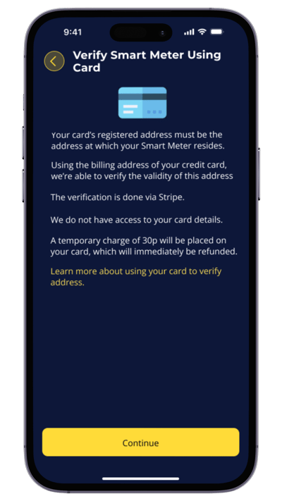 EQ App Screens - Verify using card screen