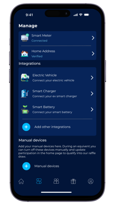 EQ App refresh - Manage tab - sm connected & address verified