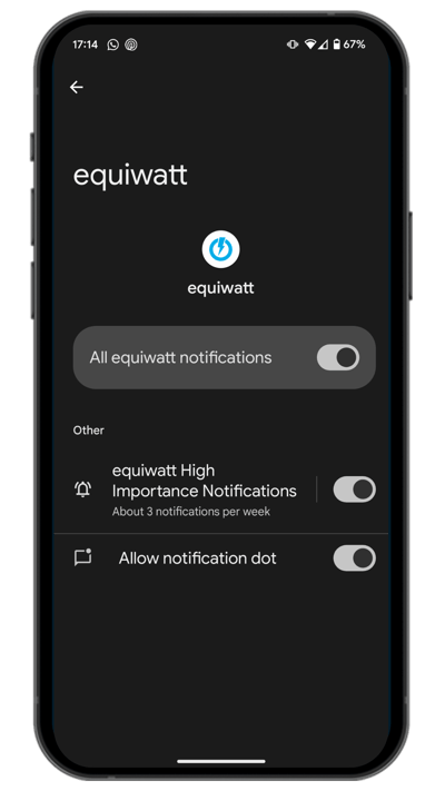 EQ app - Android notification settings